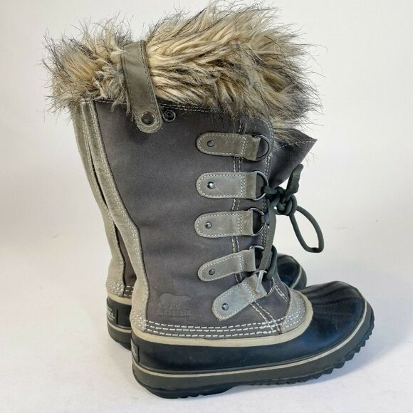 Sorel Women Joan of Artic Winter Snow Boots Gray Size 6 Waterproof Suede Fux Fur - Picture 4 of 12